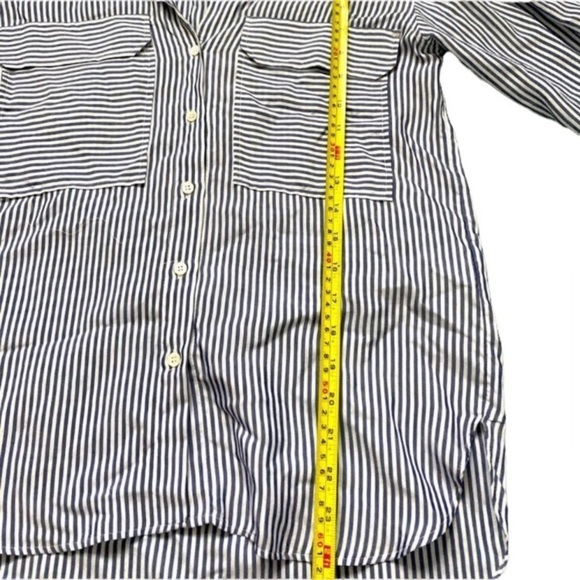 Zara Nautical Blue And White Stripe Flowy Button Down Blouse - Picture 6 of 7